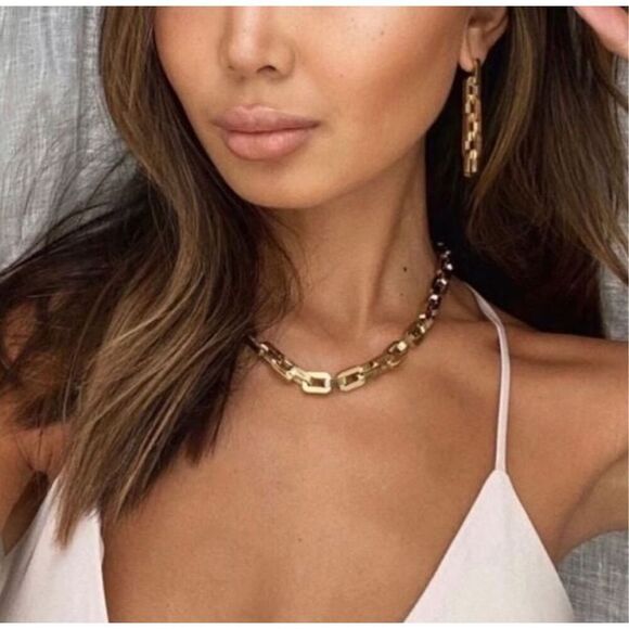 Eddie Borgo Supra Link Necklace 12K Gold Finish - Picture 3 of 4